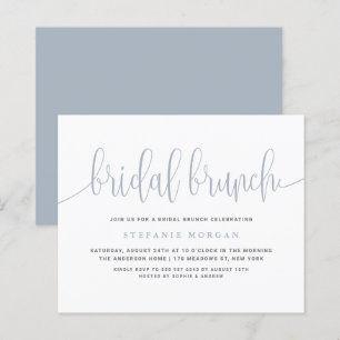 Convite Bridal de Caligrafia Dusty Blue