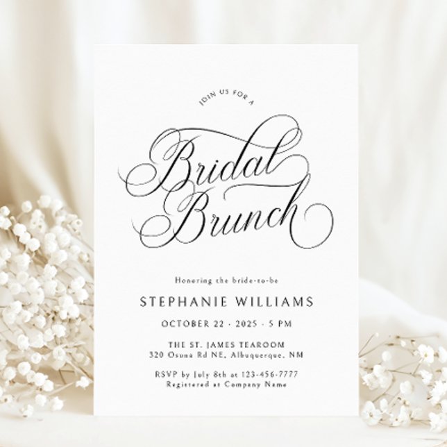 Convite Bridal de Script Elegante Brunch (Criador carregado)