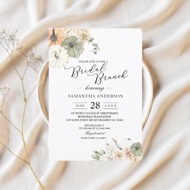 Convite Bridal Fall Brunch | Abóbora De Aquarela (Criador carregado)