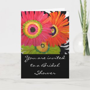 Convite Bridal Shower Card with 3 Bright Gerbera Daisies