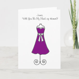 Convite Bridesmaid Card in with EggPlant Dress