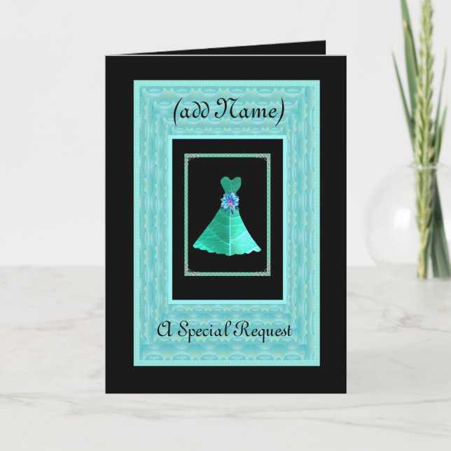 Convite BRIDESMAID Convide TEAL GREEN Vress TURQUOISE Trim (Frente)