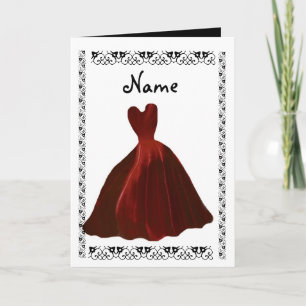 Convite BRIDESMAID Invitation - MAROON Leaf Gown