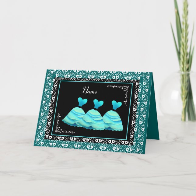 Convite BRIDESMAID - TurquoISE Gown e TEAL Trim (Frente)