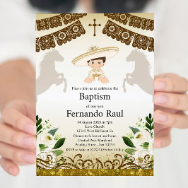 Convite Brown Baptism para Menino