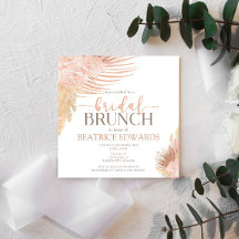 Convite Brunch de Chá de panela Floral Rosa Suave