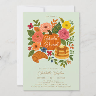 Convite Brunch De Mint Pumpkin Floral Fall Bridal