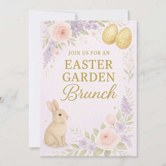 Convite Brunch do Jardim páscoa | Luxury Floral (Frente)