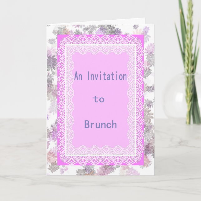 Convite Brunch Invitation, Lavanda e renda (Frente)