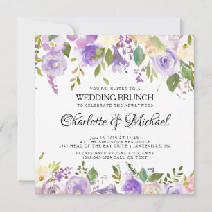 Convite Brunch para Casamento Poste Roxo e Creme