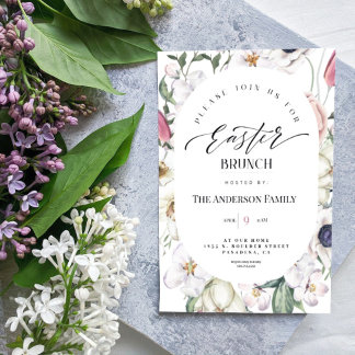 Convite Brunch para Páscoa de Aquarela Floral prim