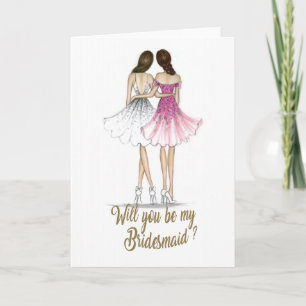 Convite Brunette Bride Brunette Bridesmaid Card
