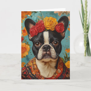 Convite Buldogue francês como Frida Kahlo