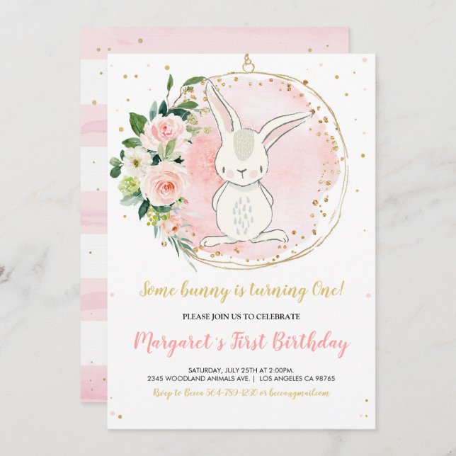 Convite Bunny Birthday (Frente/Verso)