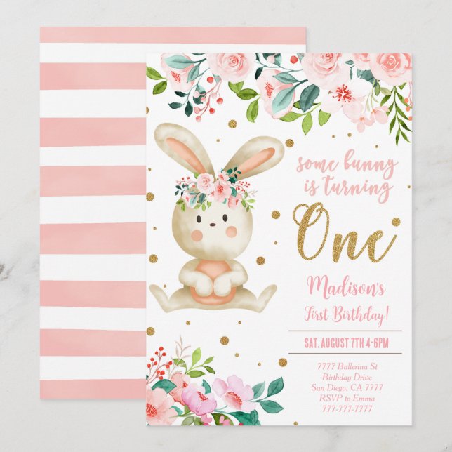 Convite Bunny Birthday (Frente/Verso)