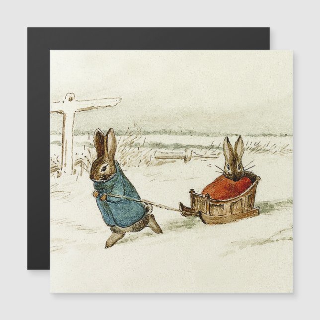 Convite "Bunny Sleigh Ride", por Beatrix Potter (Frente/Verso)