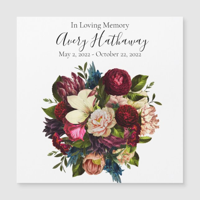 Convite Buquê da Flor Vermelha Profunda Magnet Memorial Fu (Frente)