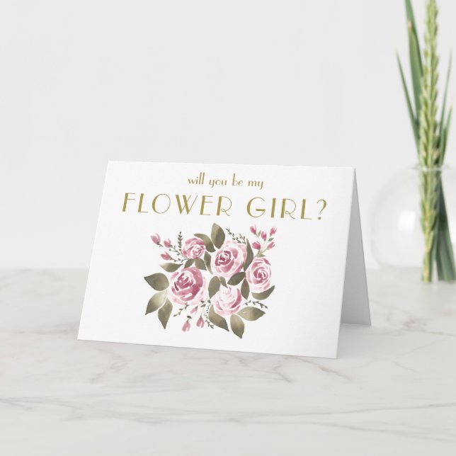 Convite Buquê de Rosa Vinho Você Será Minha Dama de Honra? (Frente)