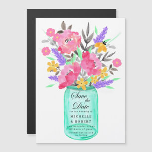 Convite Buquê Floral em Pote de Mason Save the Date