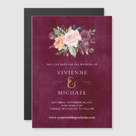 Convite Burgundy Blush | Casamento Floral Salvar a Data