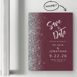 Convite Burgundy Casamento Silver Save the Date