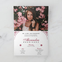 Convite Burgundy Papel Picado Mis Quince Años