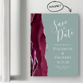 Convite Burgundy Prata Sage Verde Casamento Save the Date