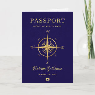 Convite Bússola de Destino de Passaporte Casamento