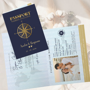 Convite Bússola de Ouro Falso Passaporte de Viagem destino