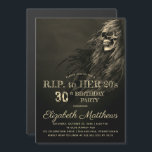 Convite Cabelo assustador RIP para sua Festa de aniversári<br><div class="desc">Um passado noturno sem lua,  coberto de metade do crânio,  desvaneceu-se em nada de R.I.P. para o Convite de festas de 20 dela. Design original por Holiday Hearts Design (todos os direitos reservados).</div>