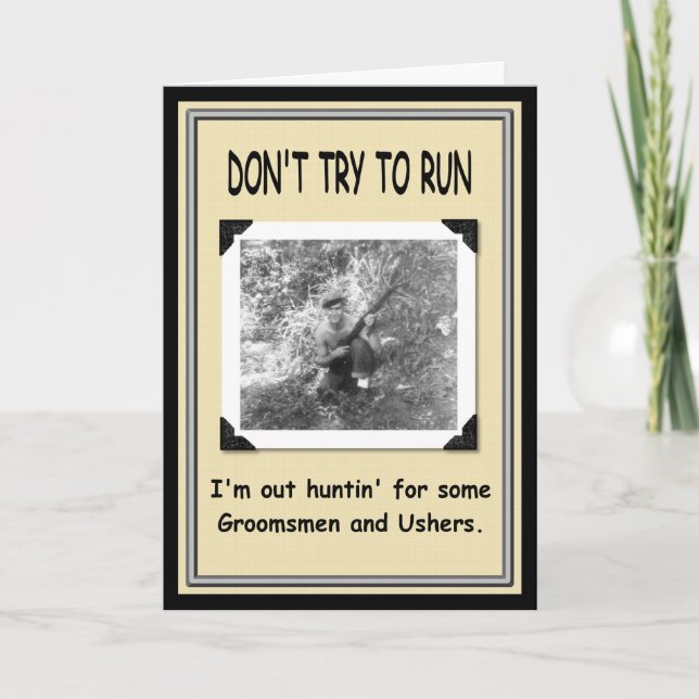 Convite Caçando por Padrinho de casamento / Usher? (Frente)