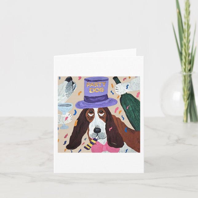 Convite Cachorro de Festa Basset Hound  (Frente)