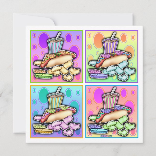 Convite - Cachorro Quente Pop Art com Batatas Frit (Frente)