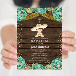 Convite Cactus Baptism para Menino