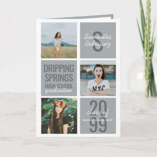 Convite Caixas de Diversão de 4 Fotos Cinza Prata Graduaçã
