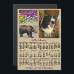 Convite Calendário 2024 Feijão de Café 3 Fotos Personaliza<br><div class="desc">Neste ano de 2024, o texto personalizado e com 3 fotos / ímã de calendário mensal personalizado mostra os dias da semana para cada mês em preto clássico, com aparência profissional. O fundo tem um padrão claro de feijão de café bege. Este é um calendário anual simples e ousado para...</div>