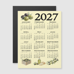 Convite Calendário 2027, Azeitonas Mediterrâneas, Amarelo