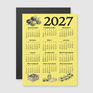 Convite Calendário 2027, Azeitonas Mediterrâneas. Amarelo