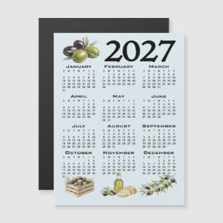 Convite Calendário 2027, Azeitonas Mediterrâneas, Azul