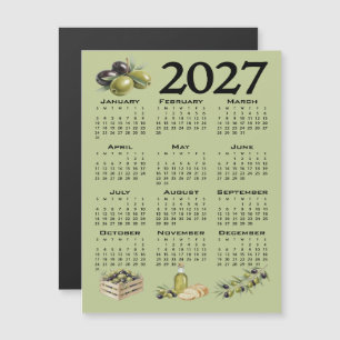 Convite Calendário 2027, Azeitonas Mediterrâneas, Verde