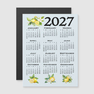 Convite Calendário 2027 Estilo Italiano Limões Fundo Azul
