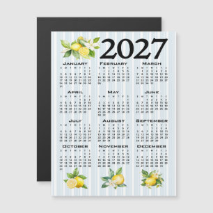 Convite Calendário 2027 Estilo Italiano Limões Listras Azu