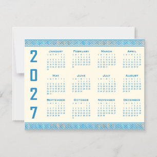Convite Calendário 2027, Fretwork Grego, Azul no Cosmic La