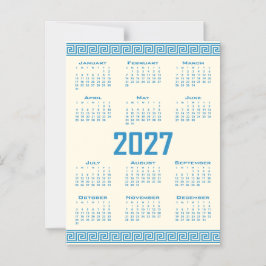 Convite Calendário 2027, Fretwork Grego, Azul no Cosmic La