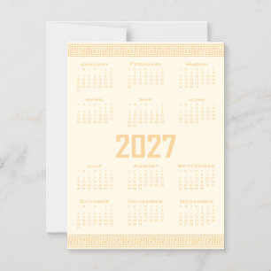 Convite Calendário 2027, Fretwork Grego, Bege em Cosmic La