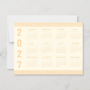 Convite Calendário 2027, Fretwork Grego, Bege em Cosmic La