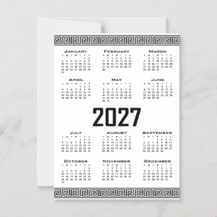 Convite Calendário 2027, Fretwork Grego, Preto no Branco