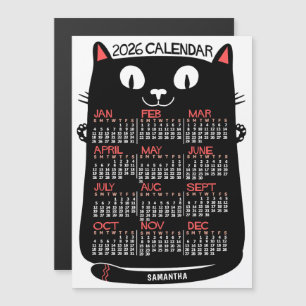 Convite Calendário Anual 2026 Gato Preto Meados do Século 