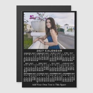 Convite Calendário Anual 2027 Clássico Preto com Foto Pers
