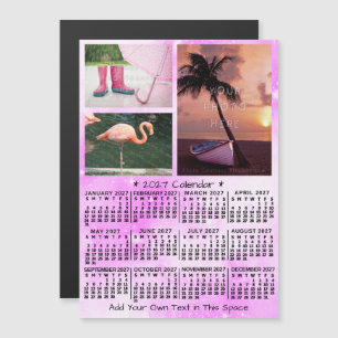 Convite Calendário Anual 2027 Rosa Aquarela 3 Fotos Person